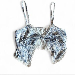 Floral Lace Blue Crop Top